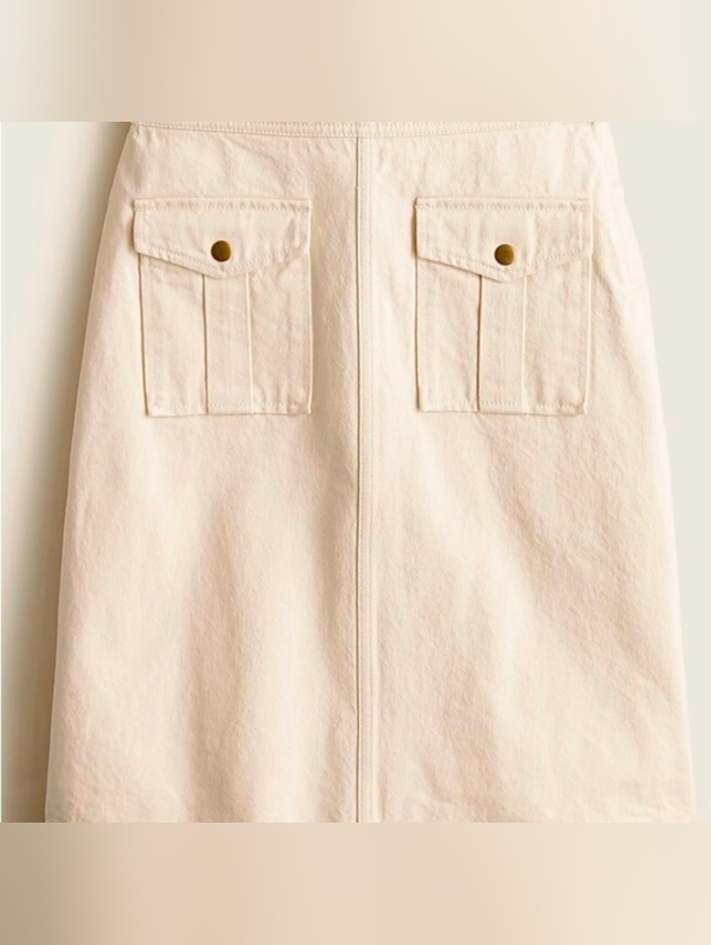 💵NWT $118 J Crew Denim Flap Pocket in Ecru Skirt Size 29
